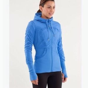Lululemon Womens Sz 6 Dance Studio Jacket III Cornflower Blue Hooded Full Zip